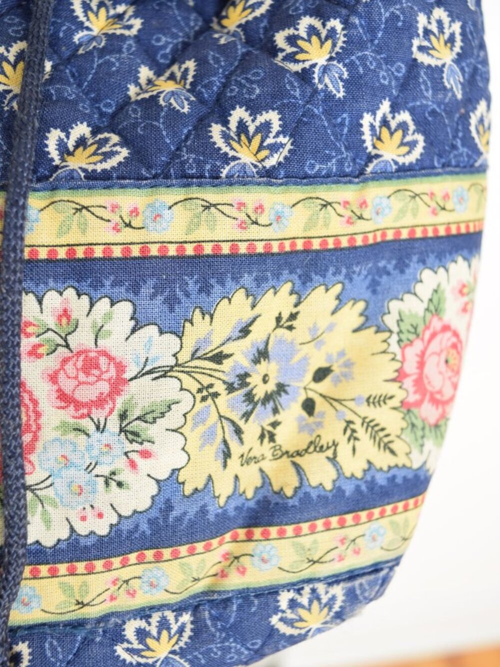 vintage Vera Bradley baby backpack purse small bag blue floral print quilted - Picture 6 of 10